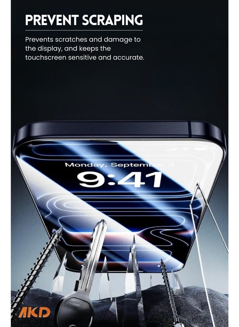 AKD Tempered Glass Screen Protector for iPhone 17 Pro Max, 9H Hardness 2.5D HD Clear High Penetration Touch Sensitive Protective Glass Film, Perfect Fit Scratch Protection Screen Guard (Clear) - Image 5